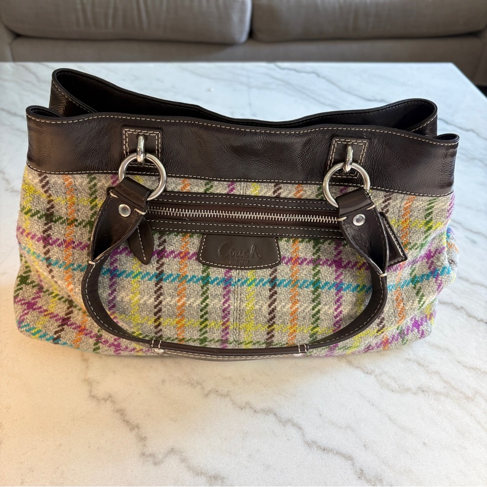 Coach Tattersall Tweed Shoulder Bag